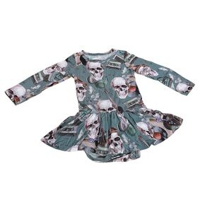 Posh Peanut Skull Rock Long sleeve Twill Dress Size 2T